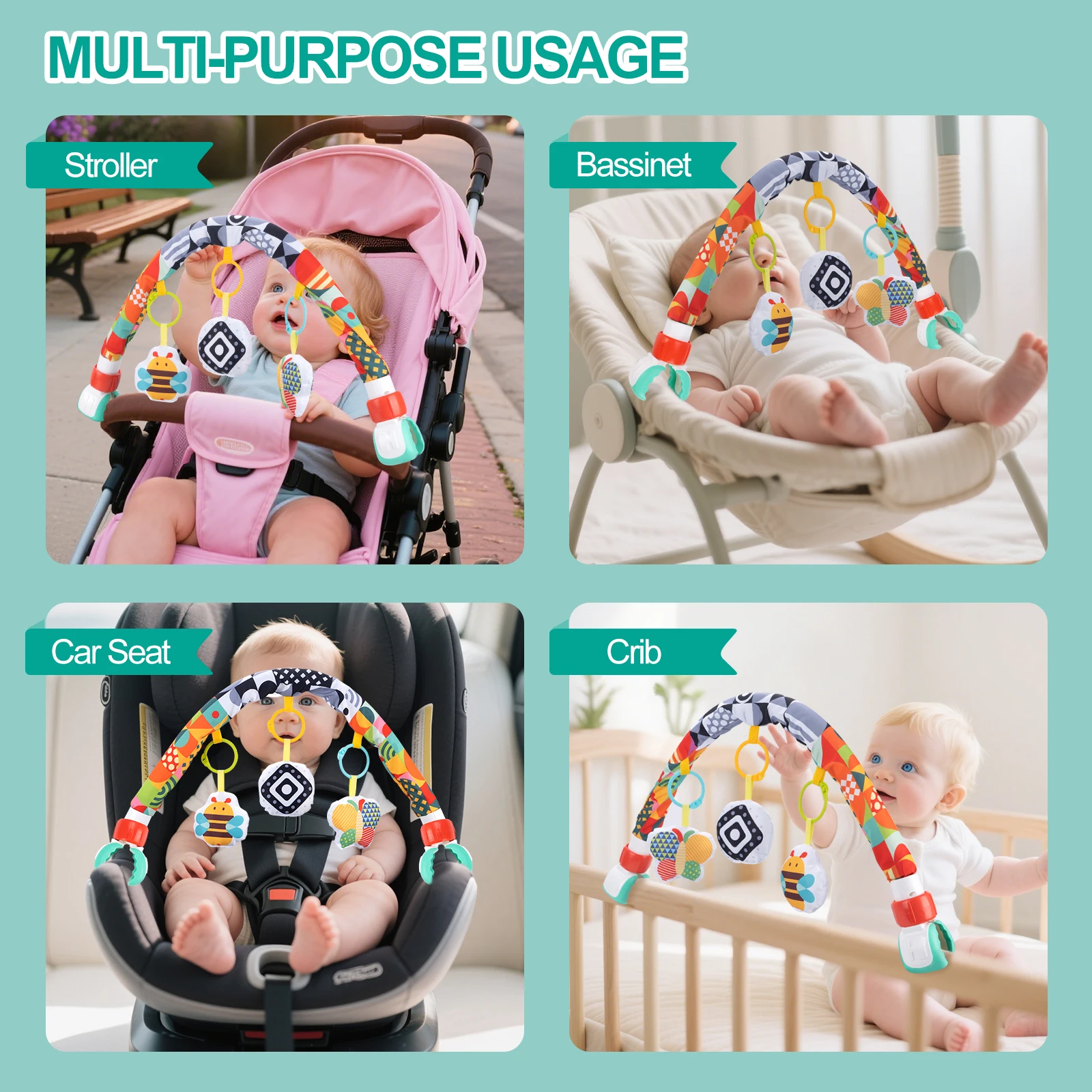 Baby Stroller Arch Toys Bouncer Toy Pram Activity Arch Toys Fine Motor Skills Toys Sensory Development Baby Car S