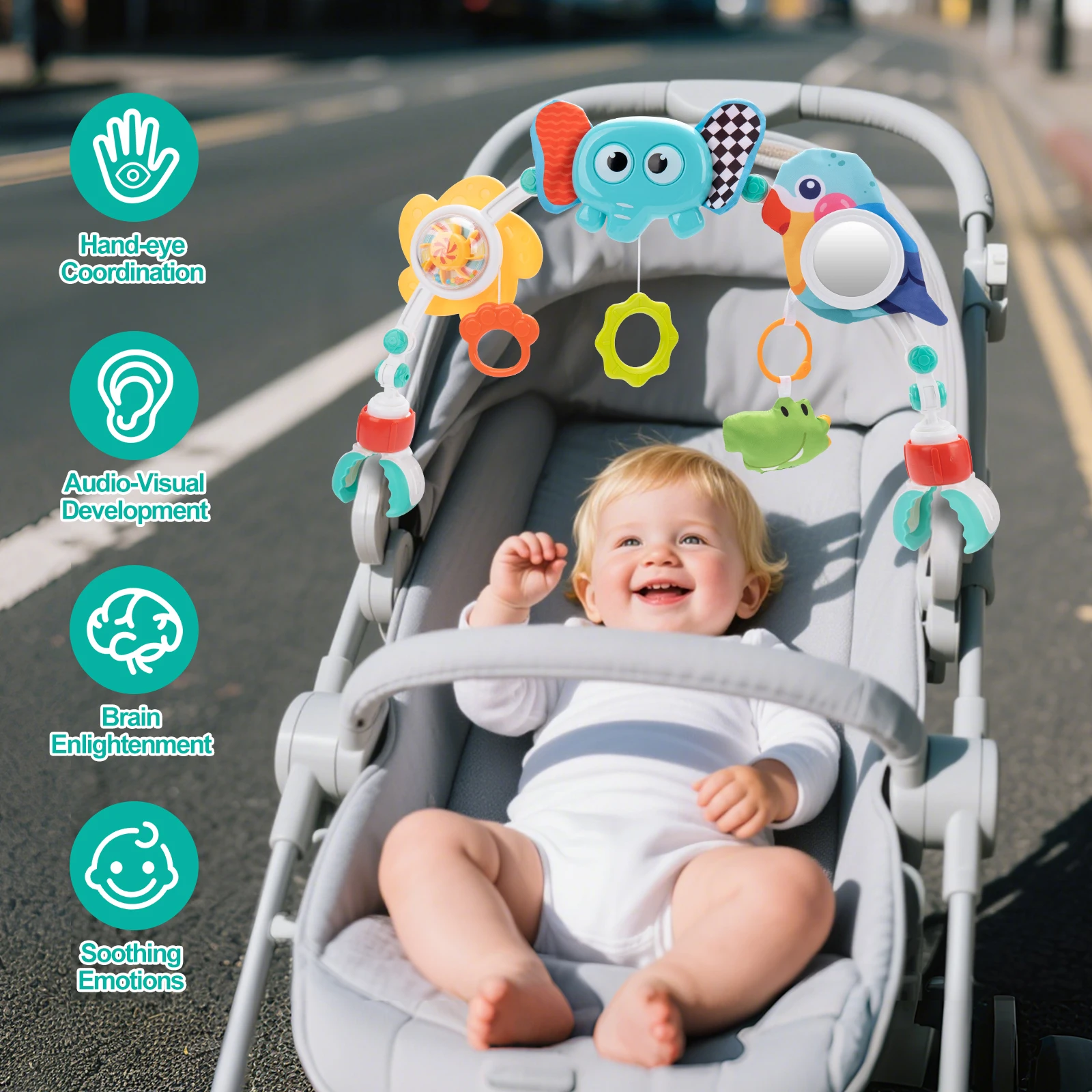 Baby Stroller Arch Toys Bouncer Toy Pram Activity Arch Toys Fine Motor Skills Toys Sensory Development Baby Car S