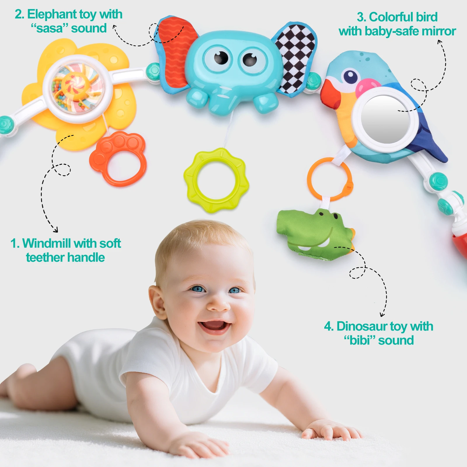 Baby Stroller Arch Toys Bouncer Toy Pram Activity Arch Toys Fine Motor Skills Toys Sensory Development Baby Car S