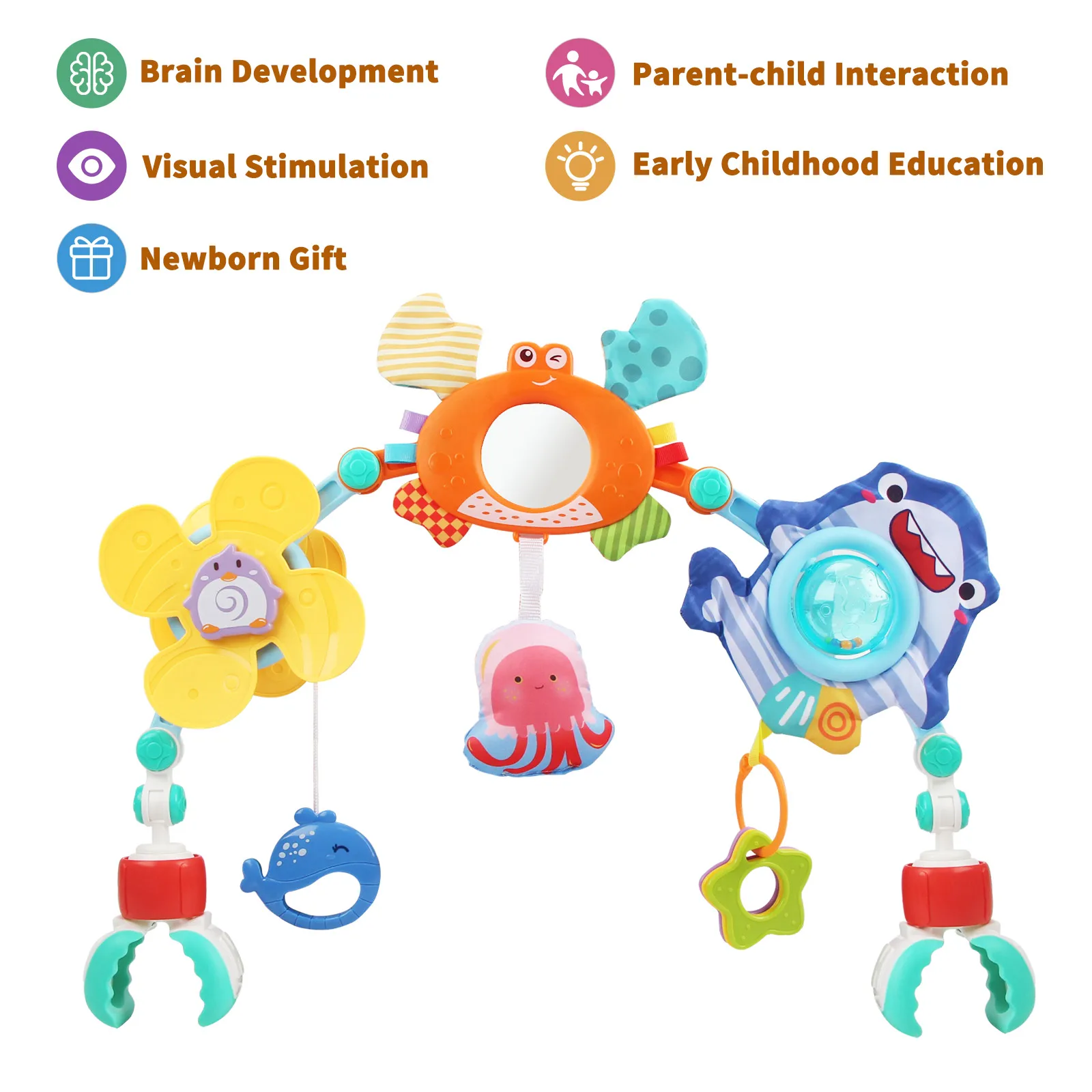 Baby Stroller Arch Toys Bouncer Toy Pram Activity Arch Toys Fine Motor Skills Toys Sensory Development Baby Car S