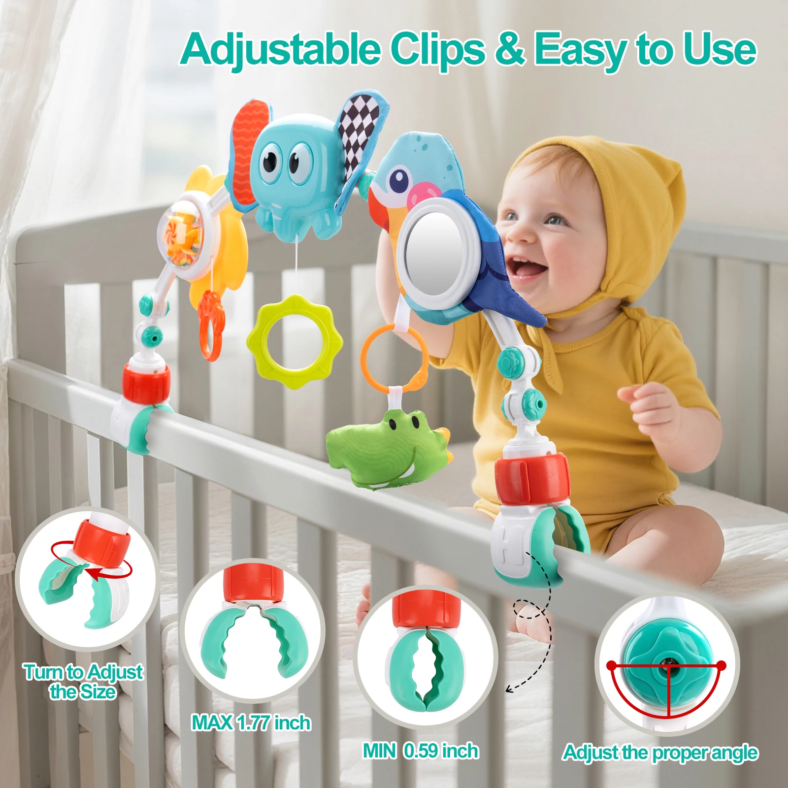 Baby Stroller Arch Toys Bouncer Toy Pram Activity Arch Toys Fine Motor Skills Toys Sensory Development Baby Car S