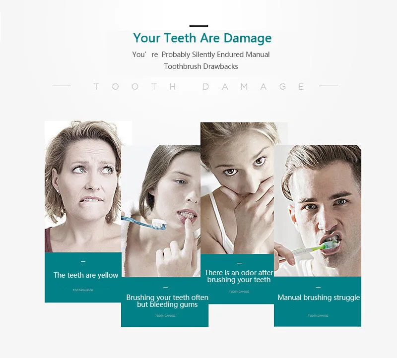 Adult Sonic Electric Toothbrush Ultrasonic Automatic USB Rechargeable IPX7 Waterproof Toothbrush Replaceable Tooth Brush Head