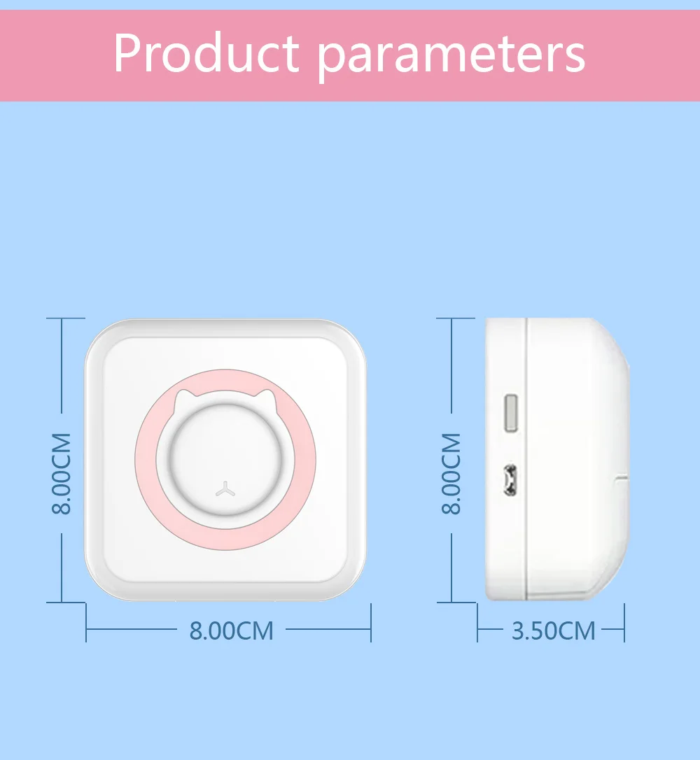 Mini Thermal Label Printer Smart Pocket Portable Photo Printer For Phone Wireless Bluetooth Adhesive Miniprint W/ Printing Paper
