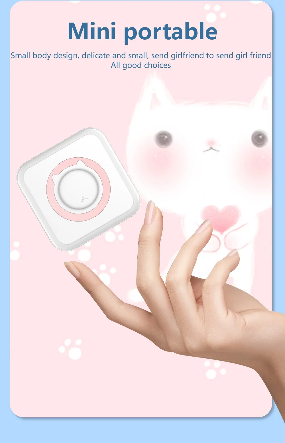 Mini Thermal Label Printer Smart Pocket Portable Photo Printer For Phone Wireless Bluetooth Adhesive Miniprint W/ Printing Paper