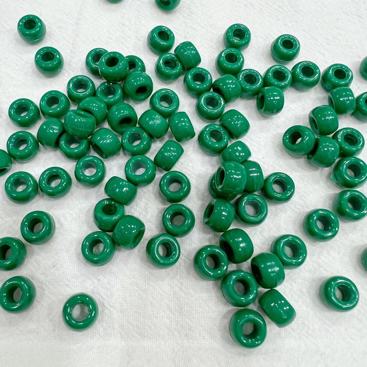6 * 9mm Rainbow Rubber Band Accessories Bucket Beads Pony Beads Dirty Hair Braids Big Hole Beads Solid Color Transparent DIY