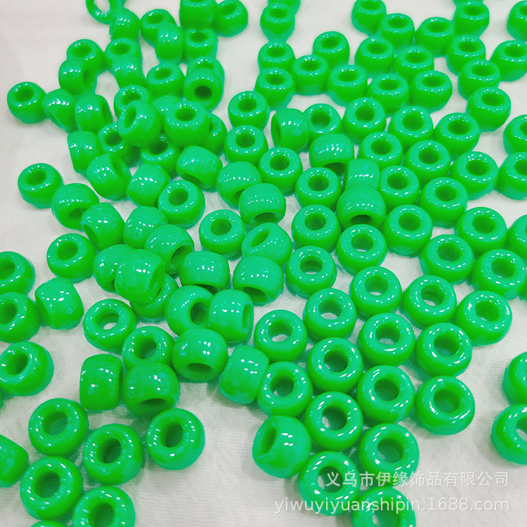 6 * 9mm Rainbow Rubber Band Accessories Bucket Beads Pony Beads Dirty Hair Braids Big Hole Beads Solid Color Transparent DIY