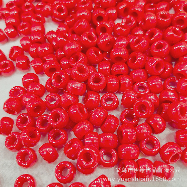 6 * 9mm Rainbow Rubber Band Accessories Bucket Beads Pony Beads Dirty Hair Braids Big Hole Beads Solid Color Transparent DIY