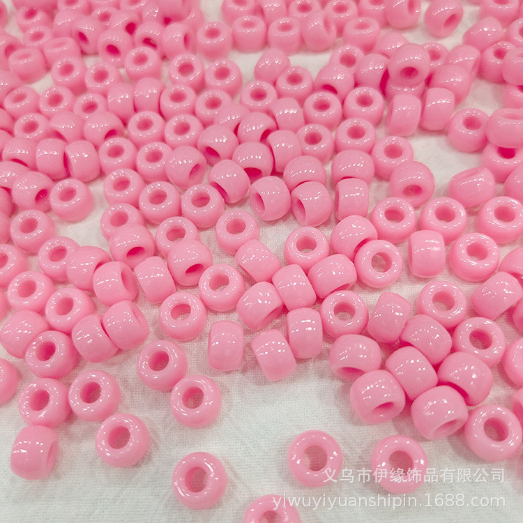 6 * 9mm Rainbow Rubber Band Accessories Bucket Beads Pony Beads Dirty Hair Braids Big Hole Beads Solid Color Transparent DIY