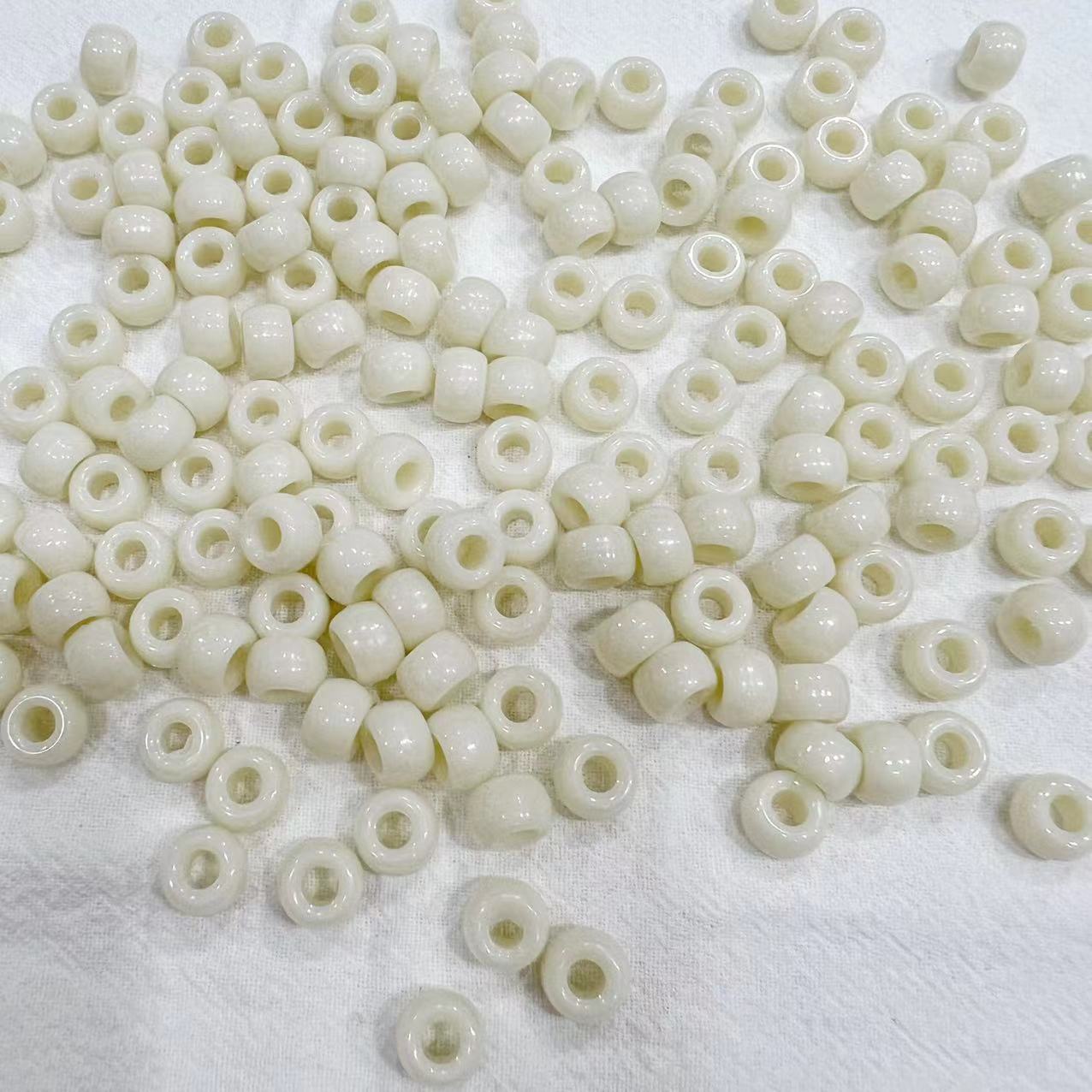 6 * 9mm Rainbow Rubber Band Accessories Bucket Beads Pony Beads Dirty Hair Braids Big Hole Beads Solid Color Transparent DIY