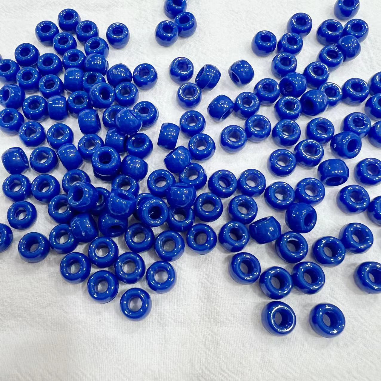 6 * 9mm Rainbow Rubber Band Accessories Bucket Beads Pony Beads Dirty Hair Braids Big Hole Beads Solid Color Transparent DIY