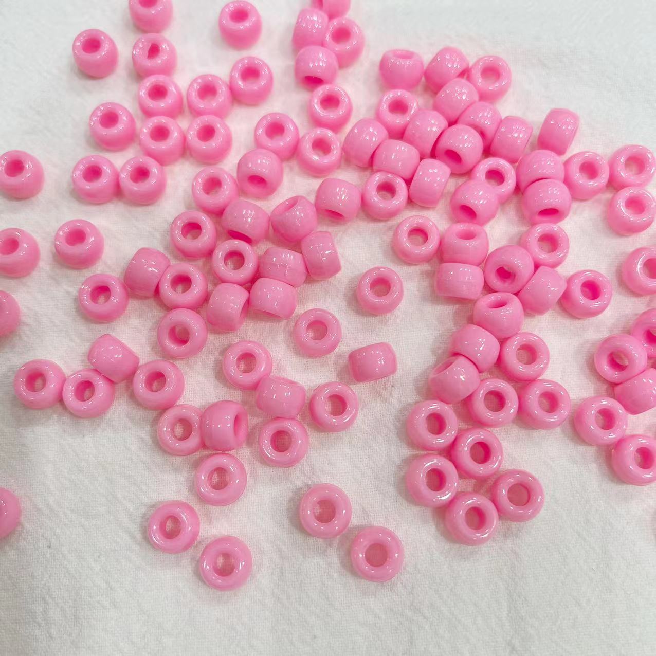 6 * 9mm Rainbow Rubber Band Accessories Bucket Beads Pony Beads Dirty Hair Braids Big Hole Beads Solid Color Transparent DIY
