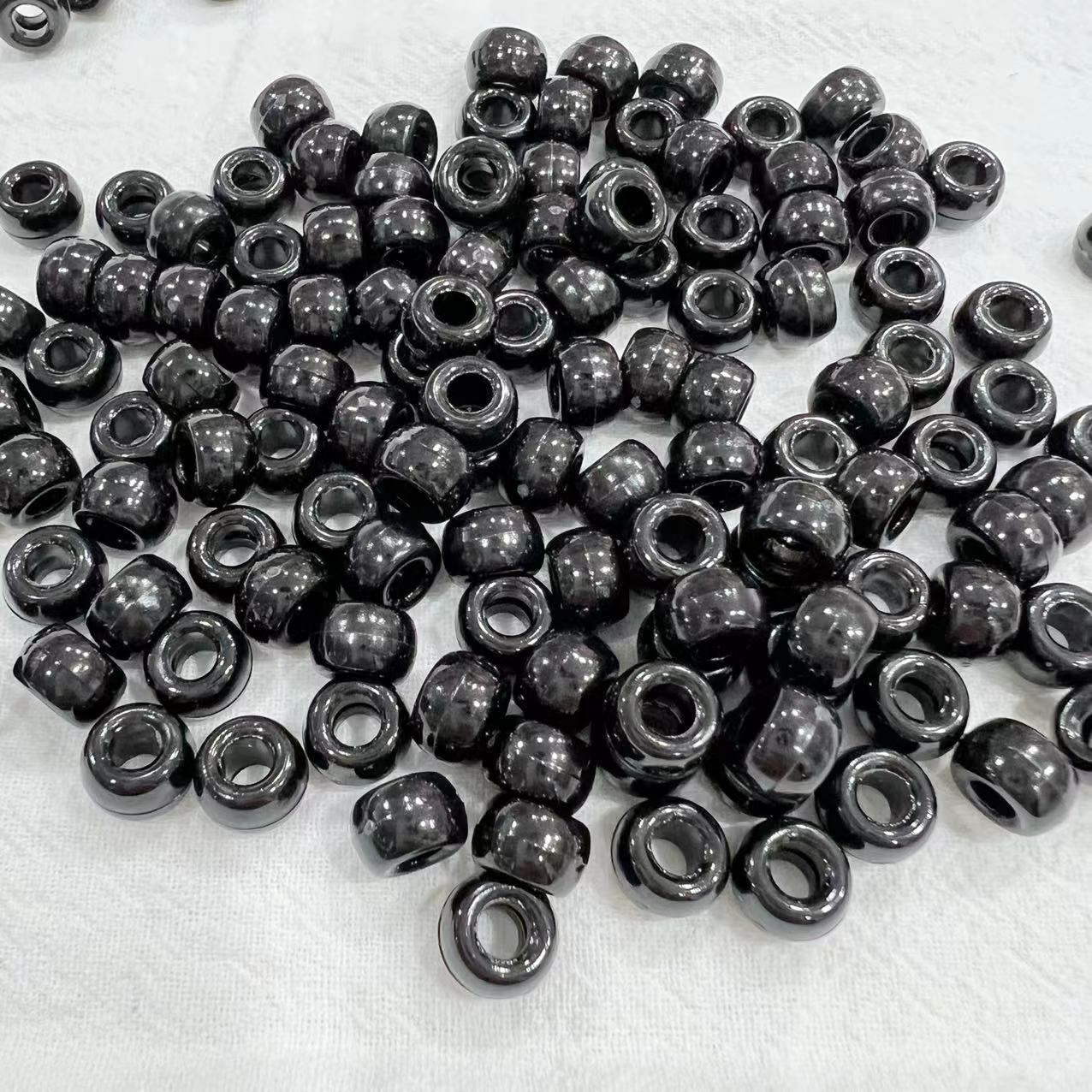 6 * 9mm Rainbow Rubber Band Accessories Bucket Beads Pony Beads Dirty Hair Braids Big Hole Beads Solid Color Transparent DIY
