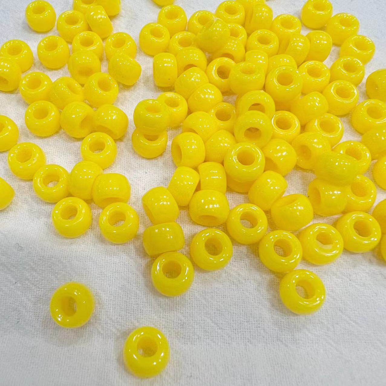 6 * 9mm Rainbow Rubber Band Accessories Bucket Beads Pony Beads Dirty Hair Braids Big Hole Beads Solid Color Transparent DIY