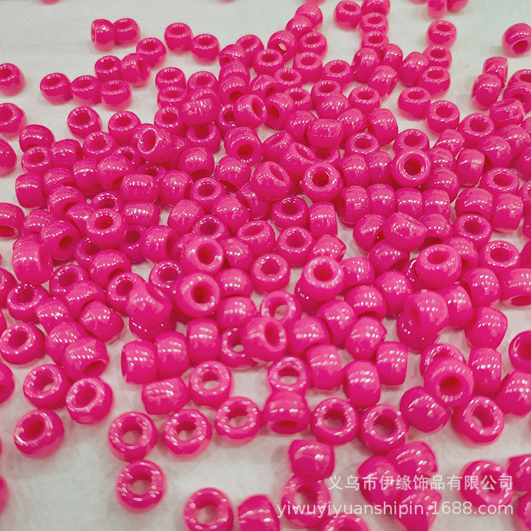 6 * 9mm Rainbow Rubber Band Accessories Bucket Beads Pony Beads Dirty Hair Braids Big Hole Beads Solid Color Transparent DIY