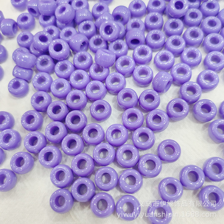 6 * 9mm Rainbow Rubber Band Accessories Bucket Beads Pony Beads Dirty Hair Braids Big Hole Beads Solid Color Transparent DIY