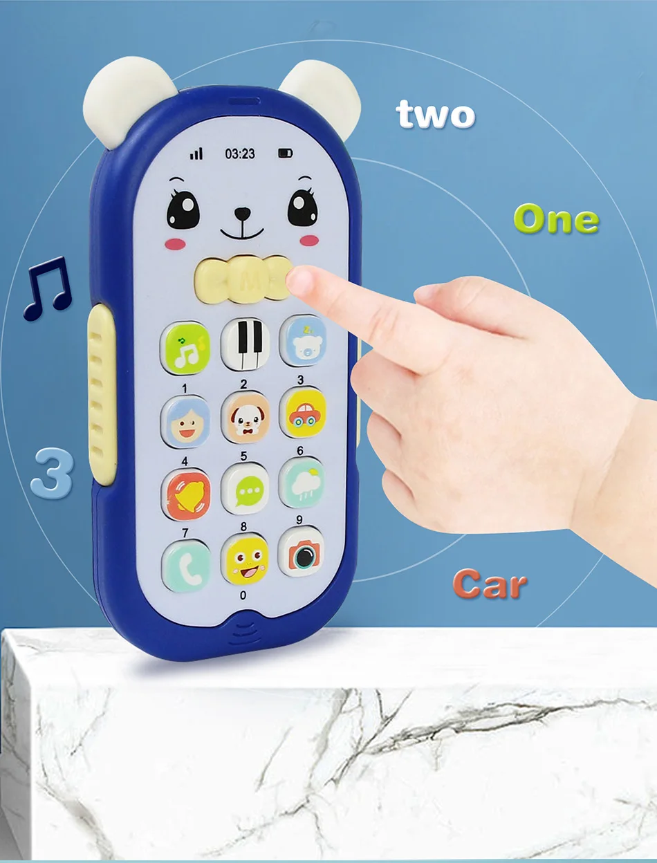 Baby Musical Mobile Phone Cartoon Teether Phone with Sound & Light Telephone Electronic Toy Eucational Learning Toys Baby Gifts