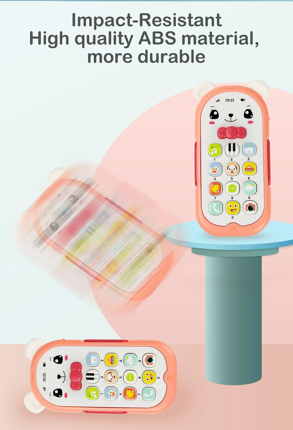 Baby Musical Mobile Phone Cartoon Teether Phone with Sound & Light Telephone Electronic Toy Eucational Learning Toys Baby Gifts