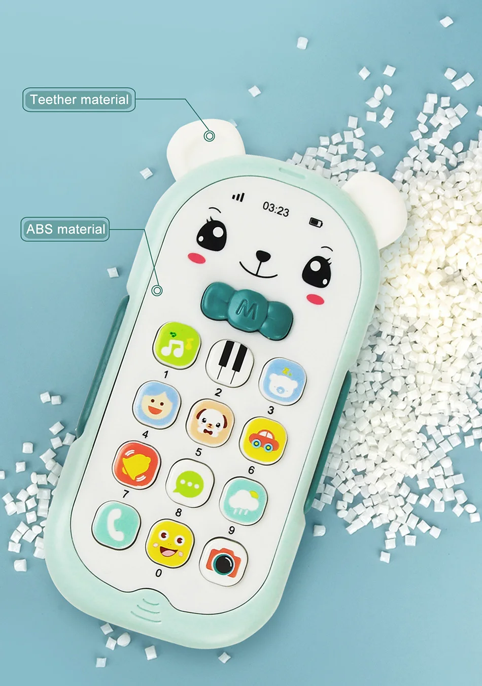 Baby Musical Mobile Phone Cartoon Teether Phone with Sound & Light Telephone Electronic Toy Eucational Learning Toys Baby Gifts