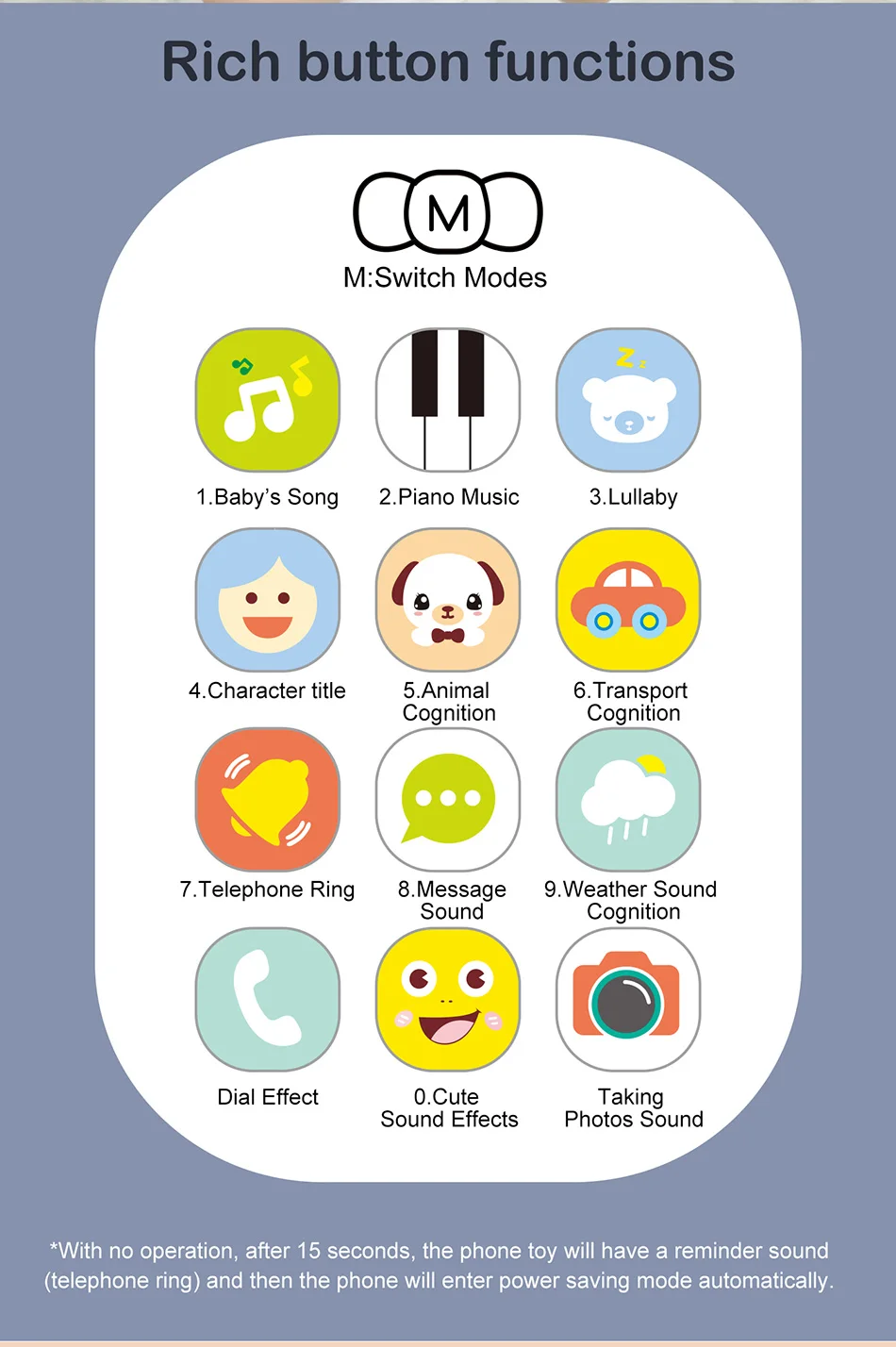 Baby Musical Mobile Phone Cartoon Teether Phone with Sound & Light Telephone Electronic Toy Eucational Learning Toys Baby Gifts