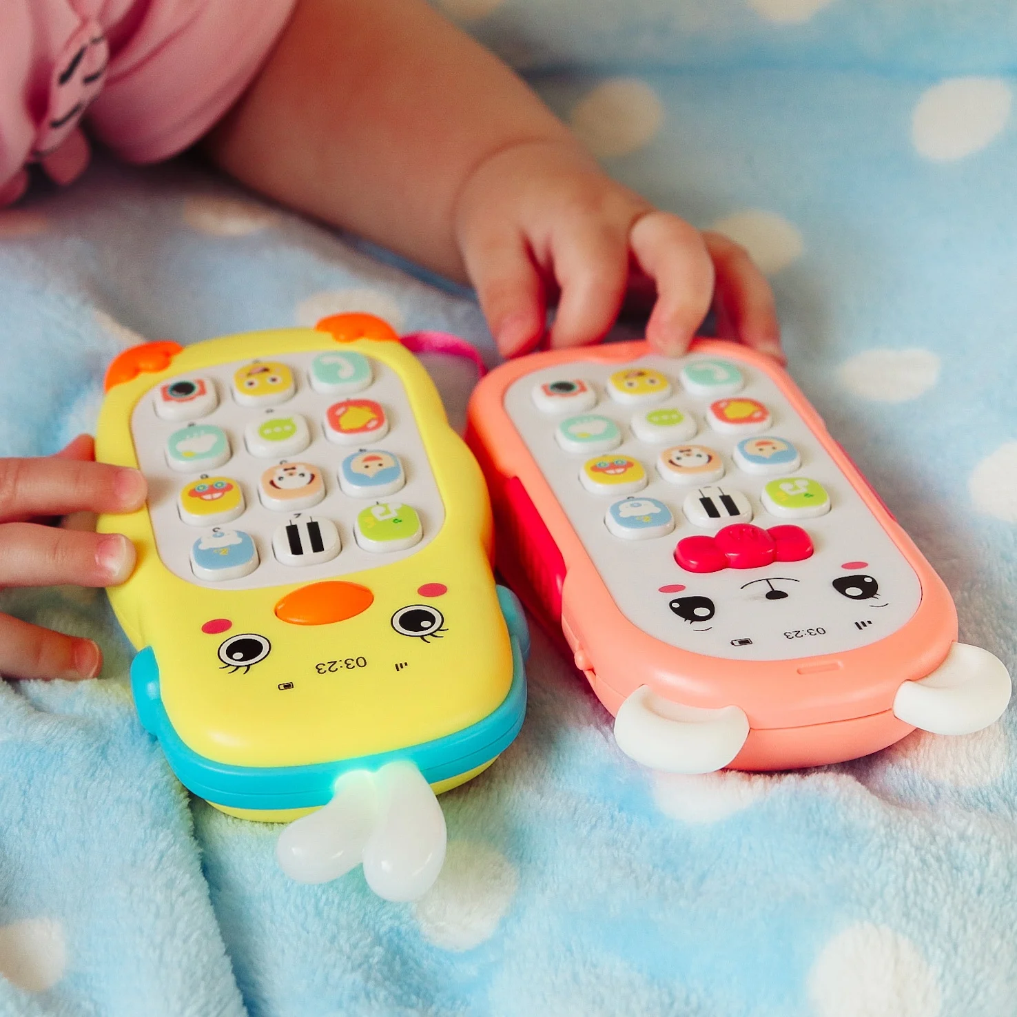 Baby Musical Mobile Phone Cartoon Teether Phone with Sound & Light Telephone Electronic Toy Eucational Learning Toys Baby Gifts