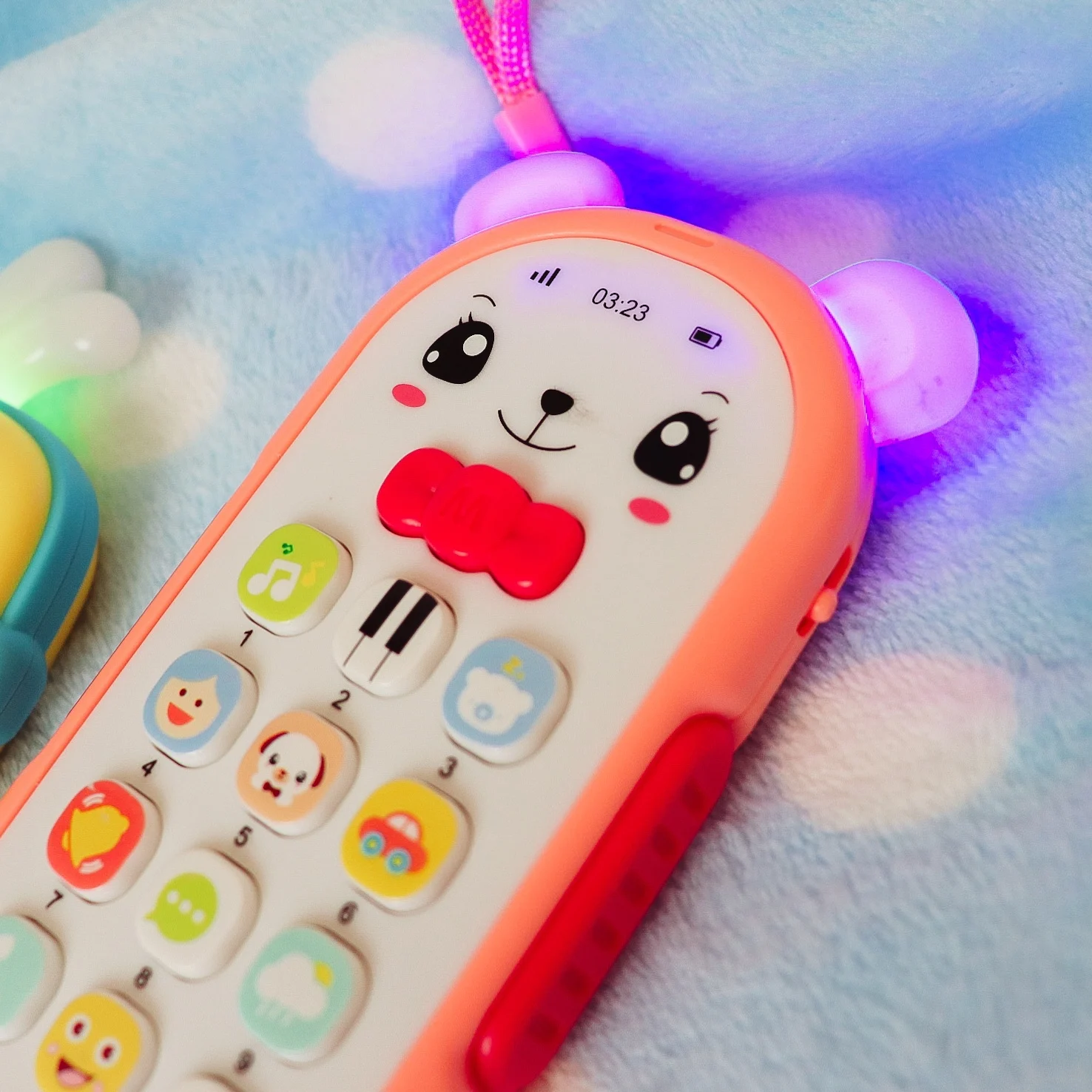 Baby Musical Mobile Phone Cartoon Teether Phone with Sound & Light Telephone Electronic Toy Eucational Learning Toys Baby Gifts