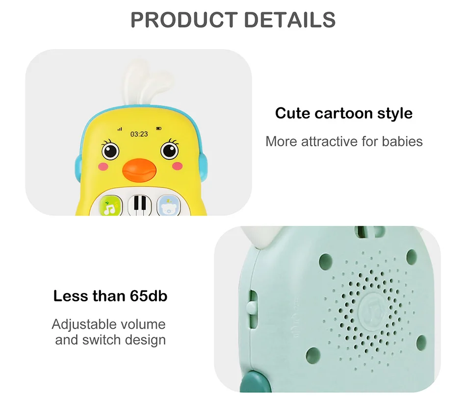 Baby Musical Mobile Phone Cartoon Teether Phone with Sound & Light Telephone Electronic Toy Eucational Learning Toys Baby Gifts