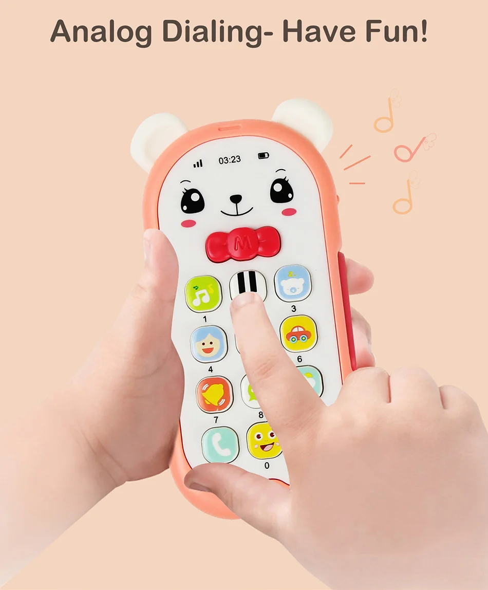 Baby Musical Mobile Phone Cartoon Teether Phone with Sound & Light Telephone Electronic Toy Eucational Learning Toys Baby Gifts