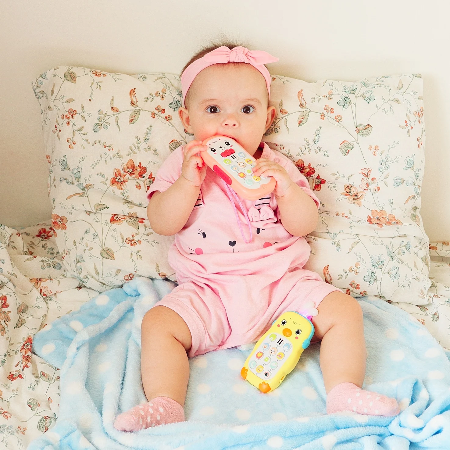 Baby Musical Mobile Phone Cartoon Teether Phone with Sound & Light Telephone Electronic Toy Eucational Learning Toys Baby Gifts