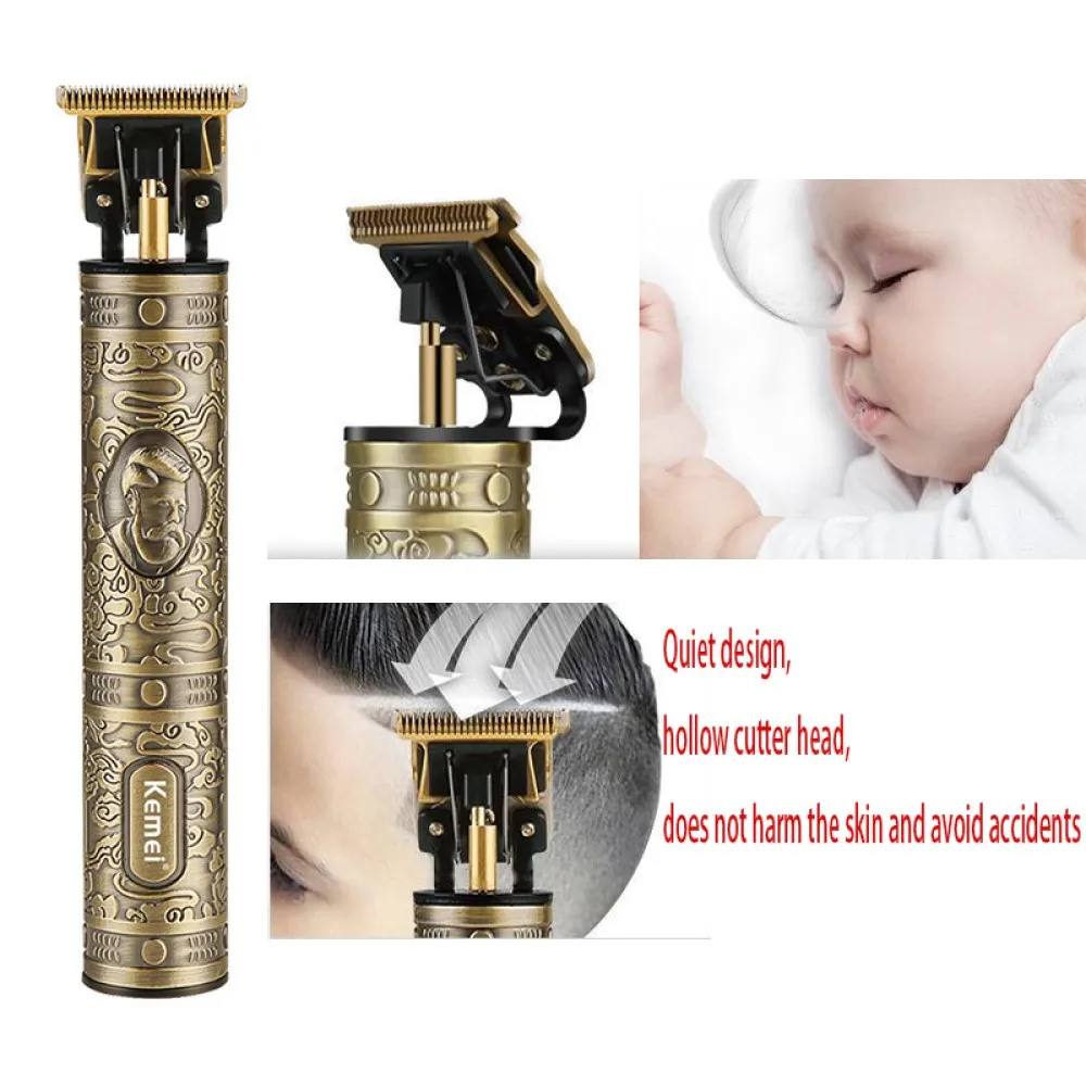 Kemei KM-700D Professional Hair Clipper Barber Hair Trimmer for Men Retro Buddha Cordless Edge Electric Hair Cutting Machine
