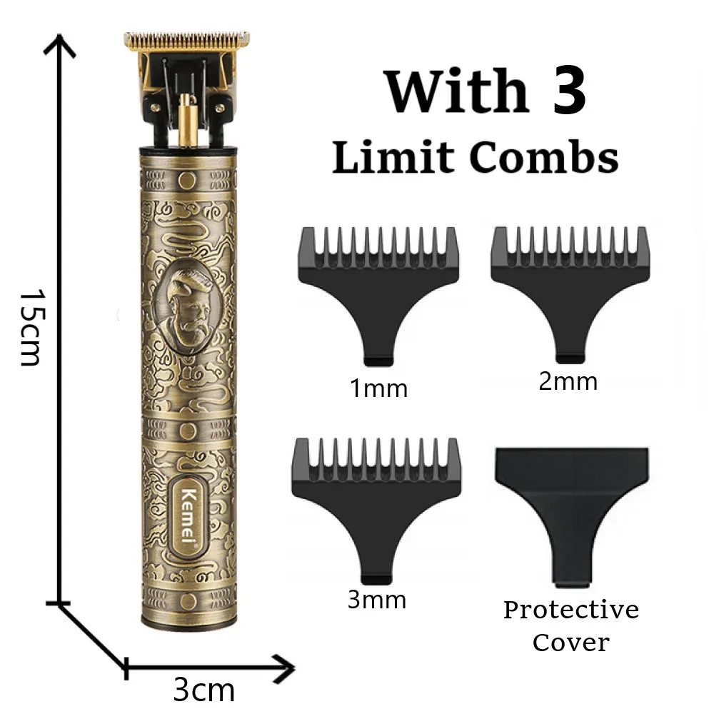 Kemei KM-700D Professional Hair Clipper Barber Hair Trimmer for Men Retro Buddha Cordless Edge Electric Hair Cutting Machine