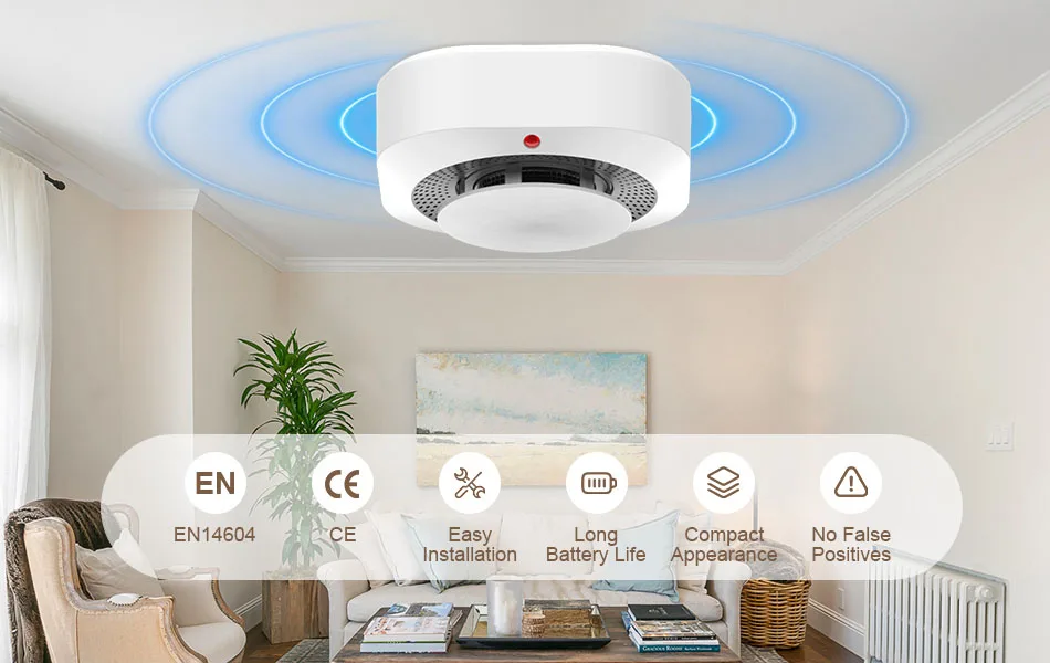Independent Smoke Sensor Detector Fire Alarm System for Home Office Security Smoke Alarm Fire Protection