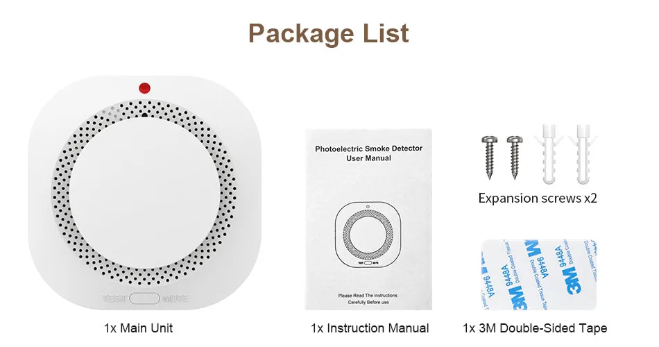 Independent Smoke Sensor Detector Fire Alarm System for Home Office Security Smoke Alarm Fire Protection
