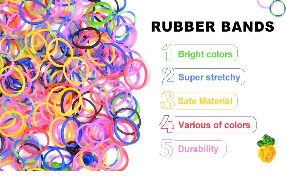 600pcs Colorful Rubber Loom Bands Refill Kit for Boy Girl DIY Craft Gift Set Rubber Band Loom Make Bracelet Children's Toys