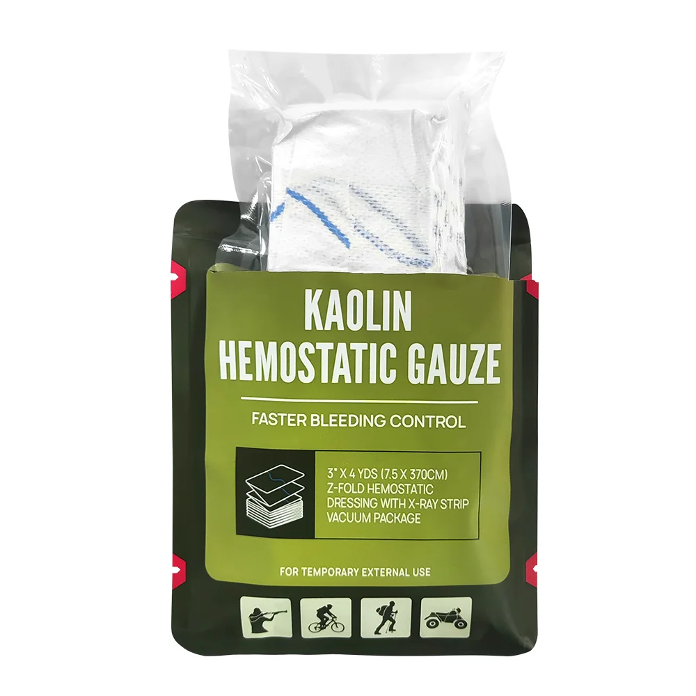 Hemostatic Kaolin Gauze Combat Emergency Trauma Z-Fold Soluble For Ifak Tactical First Aid Kit Medical Wound Dressing