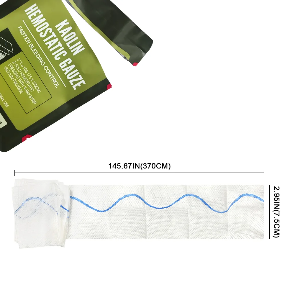 Hemostatic Kaolin Gauze Combat Emergency Trauma Z-Fold Soluble For Ifak Tactical First Aid Kit Medical Wound Dressing