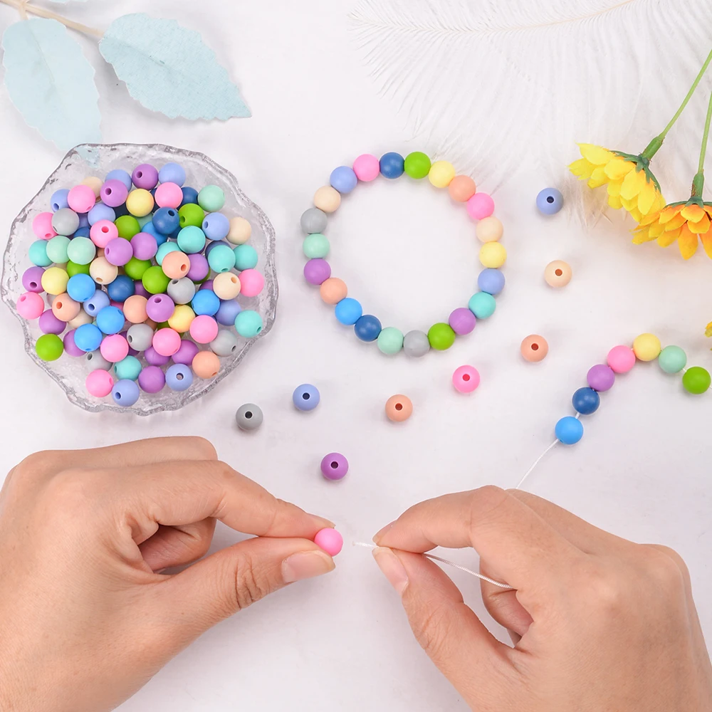 LOFCA 12mm 50pcs/lot Beads Food Grade Silicone Teether Round Beads Baby Chewable Teething Beads Silicone Teether For Diy