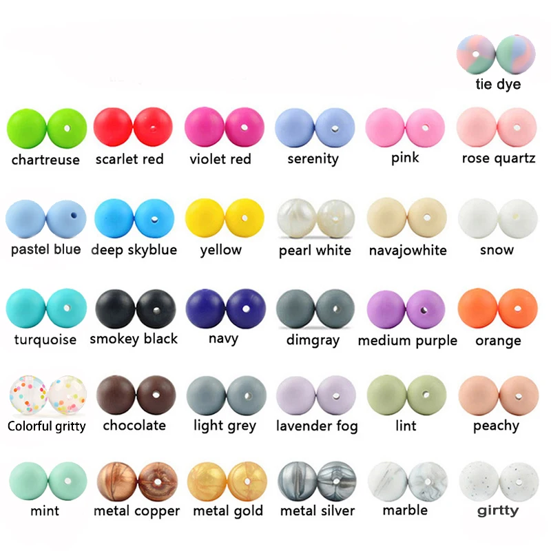 LOFCA 12mm 50pcs/lot Beads Food Grade Silicone Teether Round Beads Baby Chewable Teething Beads Silicone Teether For Diy