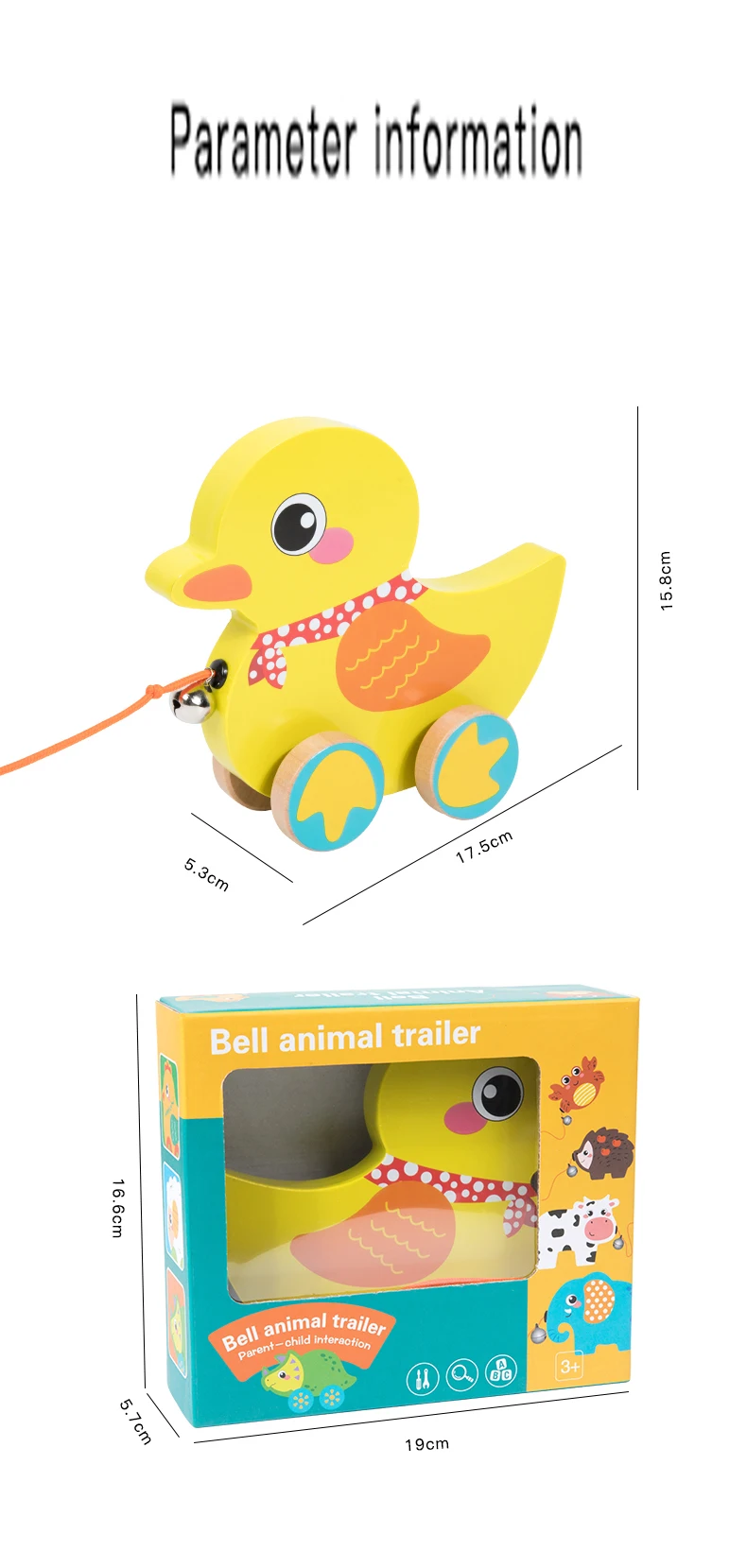 Montessori Early education Wooden Animal Car Toys Children Drag Car for kids Learning Walk and Have Fun Gift