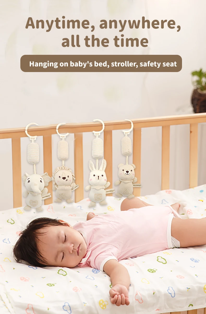 Newborn Baby Rattle Hanging Plush Toy Soft Animal Handbells Rattles Early Education Toys Infant Stroller Bed Crib Baby Toy Gifts