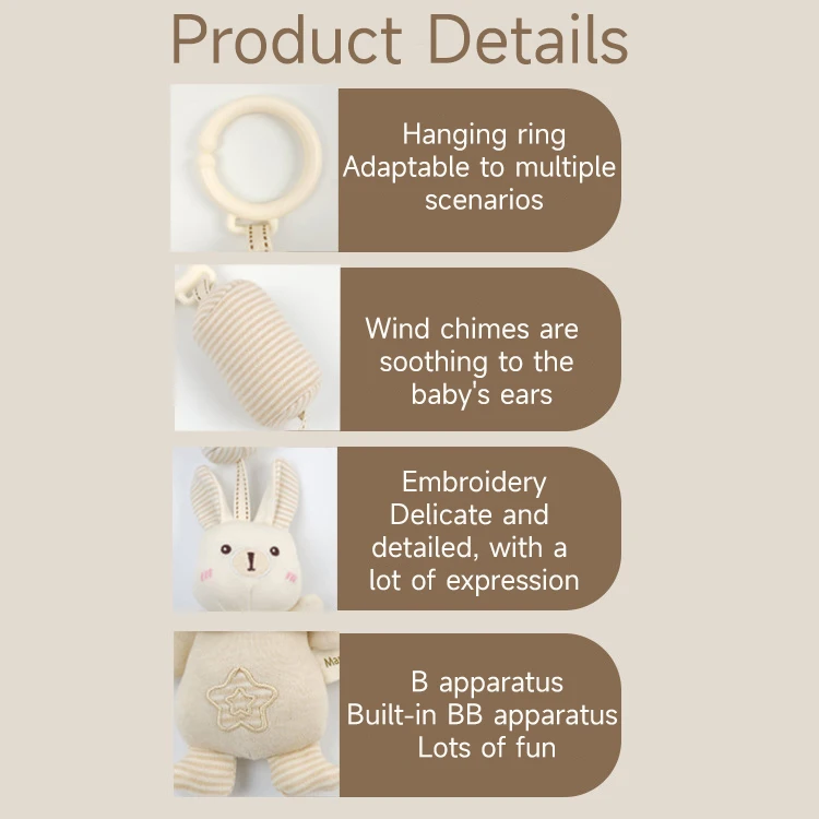 Newborn Baby Rattle Hanging Plush Toy Soft Animal Handbells Rattles Early Education Toys Infant Stroller Bed Crib Baby Toy Gifts
