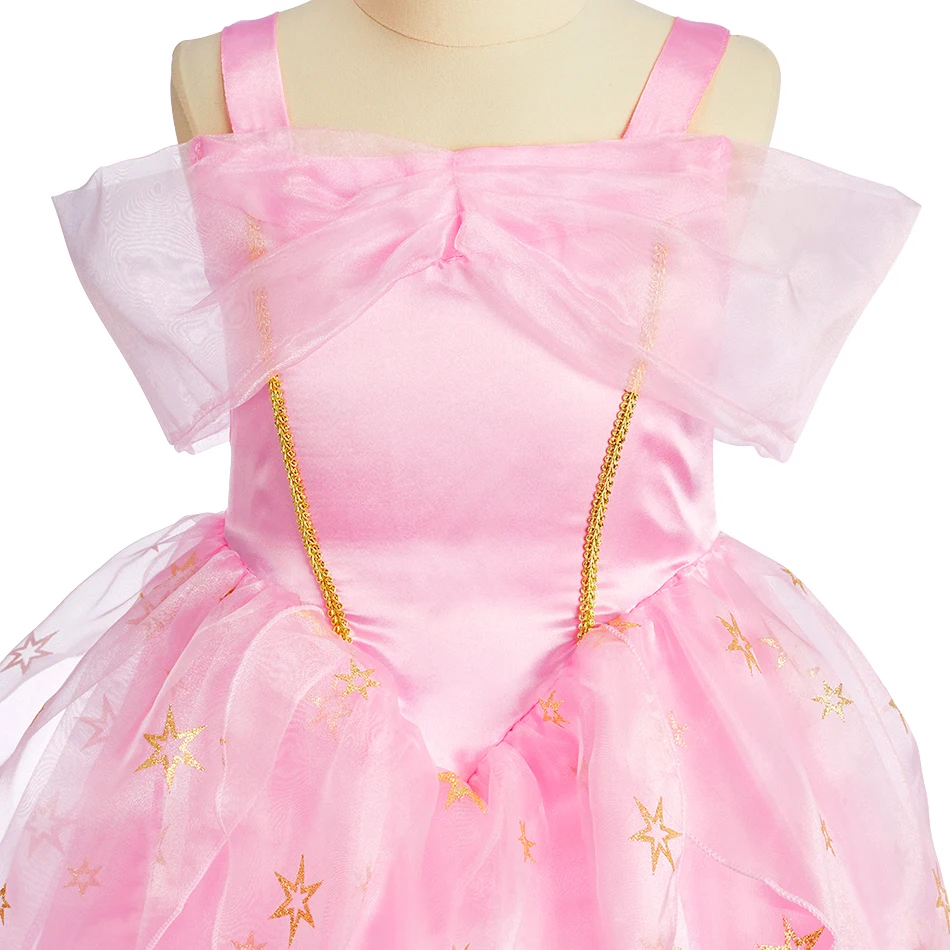 Girls Pink Princess Dress Accessories Set Kids Birthday Party Cosplay Costume Halloween Carnival Ball Gown Book Week Dress
