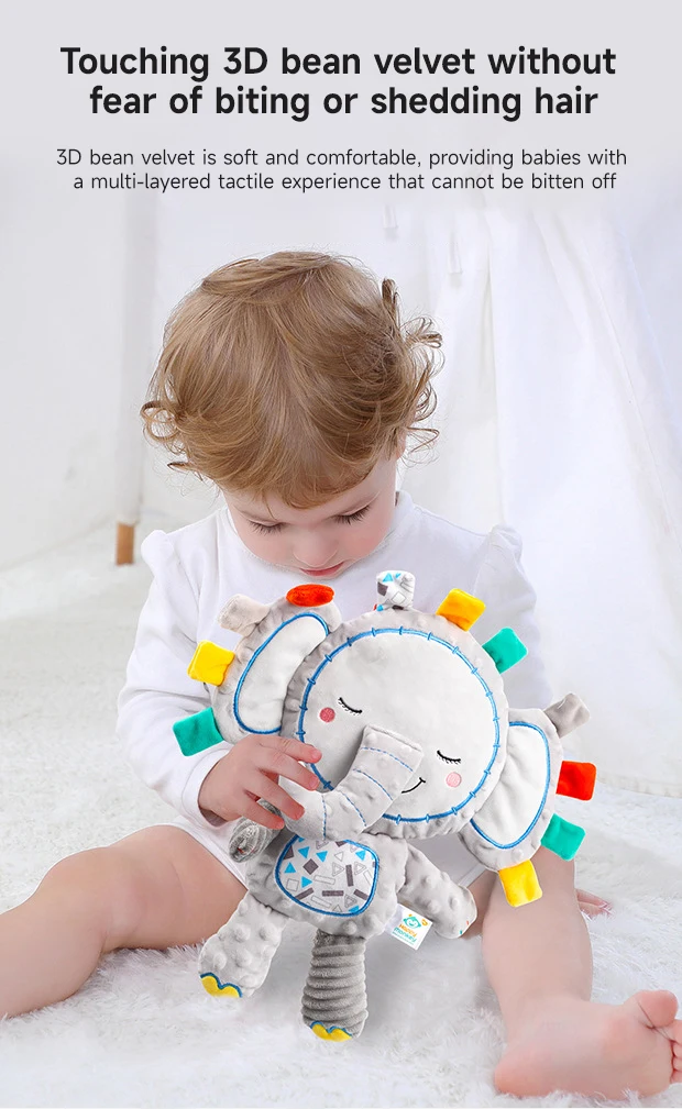 Baby Plush Bell Rattles Toy Baby Tags Stuffed Animal Soft Toy Built-in Rattles Sensory Elephant Plush Bell Toys Sleep Plush Gift