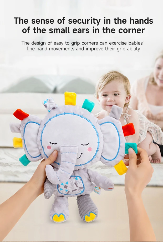 Baby Plush Bell Rattles Toy Baby Tags Stuffed Animal Soft Toy Built-in Rattles Sensory Elephant Plush Bell Toys Sleep Plush Gift