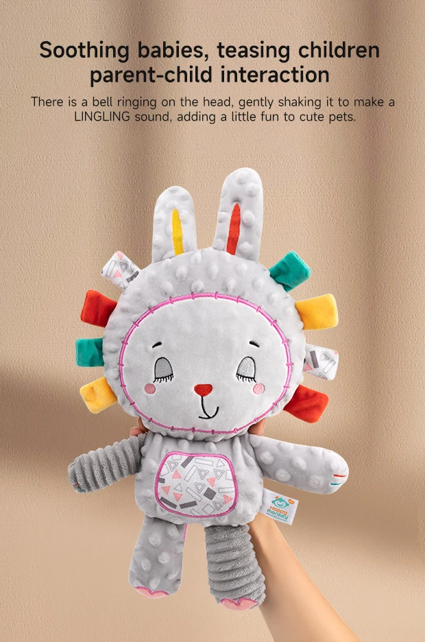 Baby Plush Bell Rattles Toy Baby Tags Stuffed Animal Soft Toy Built-in Rattles Sensory Elephant Plush Bell Toys Sleep Plush Gift