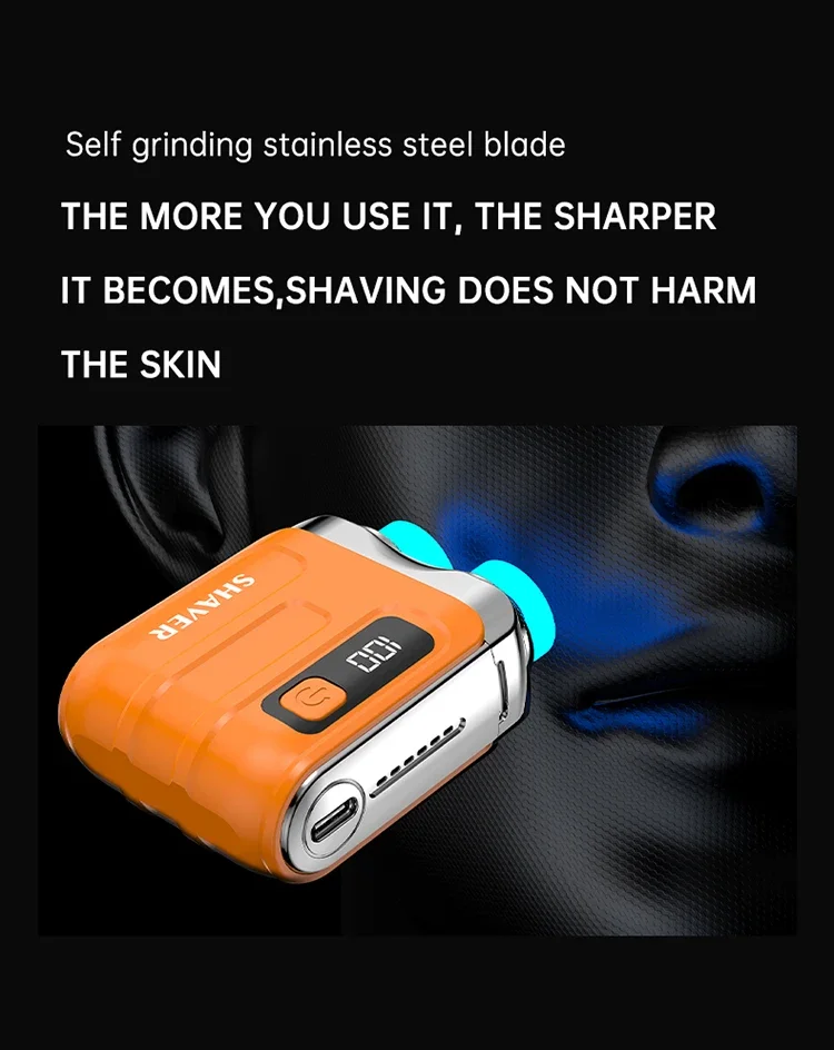 Outdoor Travel Use Magnetic Detachable Cutter Head Razor Double Floating Head Mini Waterproof Portable Electric Shaver for Men