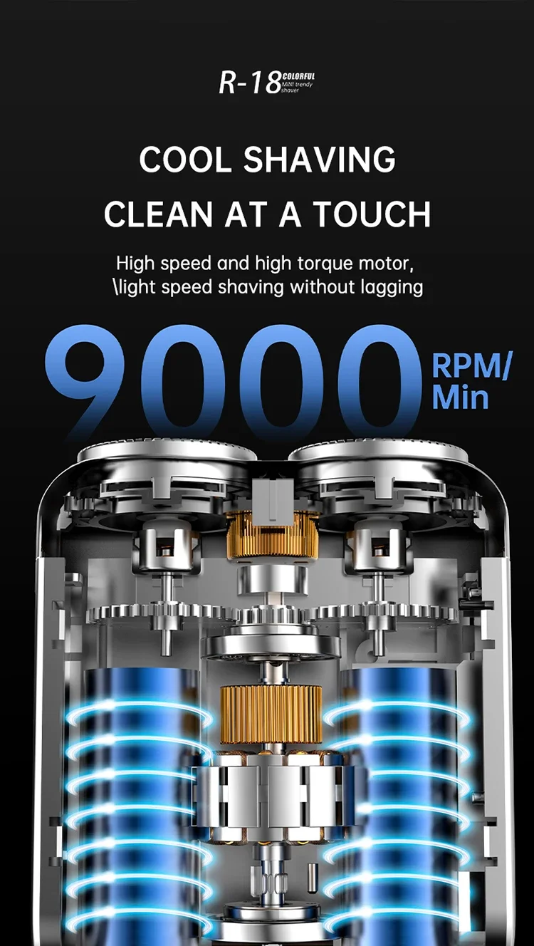 Outdoor Travel Use Magnetic Detachable Cutter Head Razor Double Floating Head Mini Waterproof Portable Electric Shaver for Men