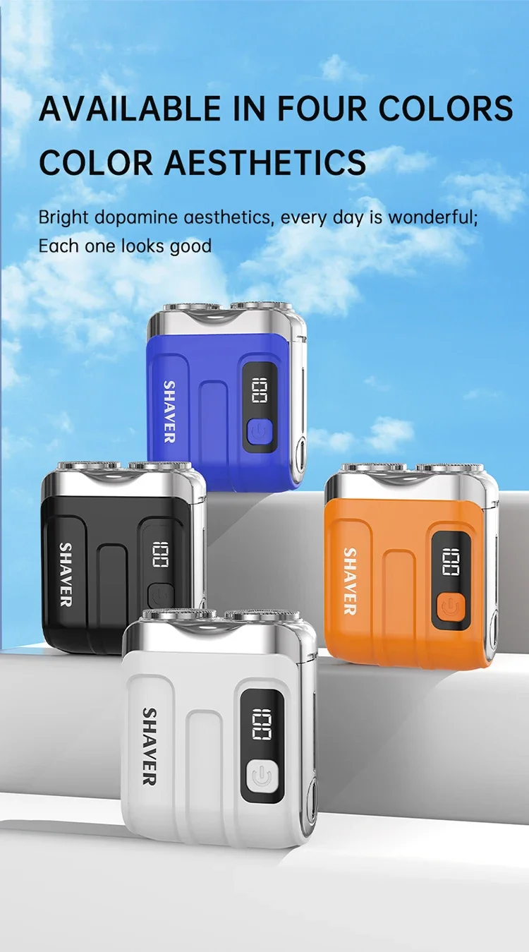 Outdoor Travel Use Magnetic Detachable Cutter Head Razor Double Floating Head Mini Waterproof Portable Electric Shaver for Men