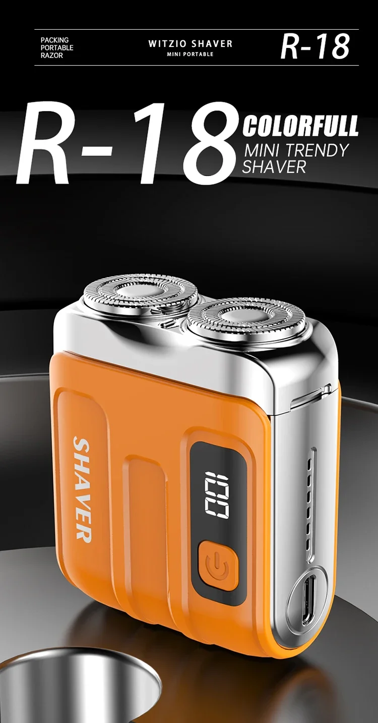 Outdoor Travel Use Magnetic Detachable Cutter Head Razor Double Floating Head Mini Waterproof Portable Electric Shaver for Men