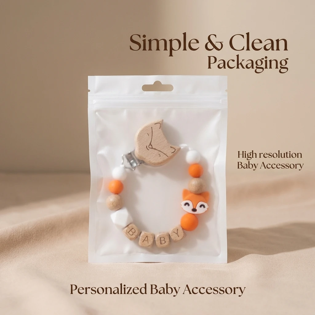 Personalized Name Fox Baby Pacifier Clip Chain Food Grade Silicone Wooden Teether Beads BPA Free Dummy Holder Infant Toy