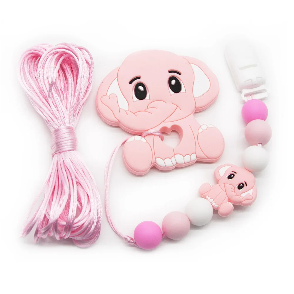 Cute-Idea Plastic Clip Cord Silicone Beads Food Grade Teething DIY Accessories Pacifier Chain BPA FREE Chewable Baby Product Toy